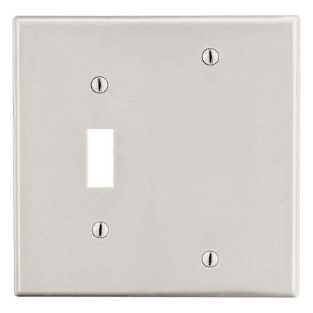 Hubbell Wiring Device-Kellems Wallplate, Mid-Size 2-Gang, 1) Toggle 1) Box Mount Blank, Light Almond PJ113LA